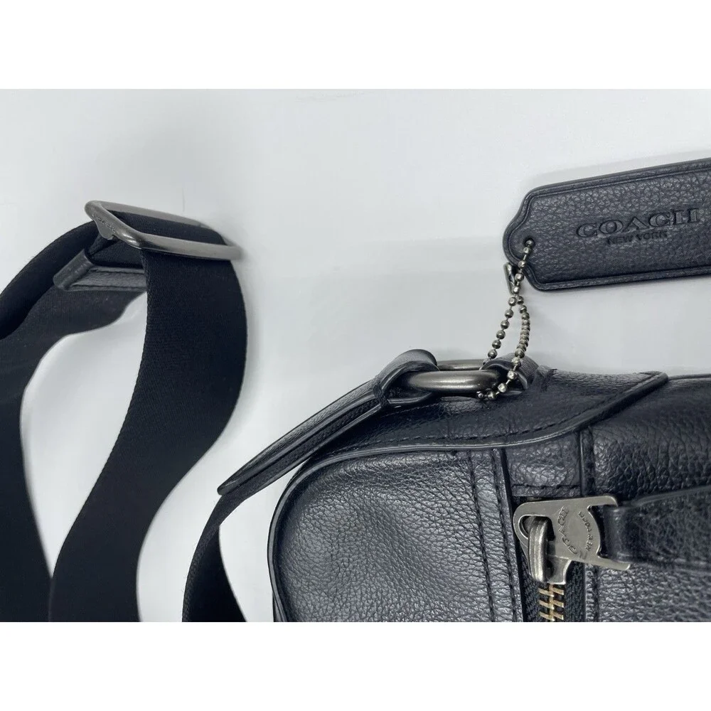 Coach Houston Flight Bag Black Smooth Leather Crossbody Messenger F68014 EUC!